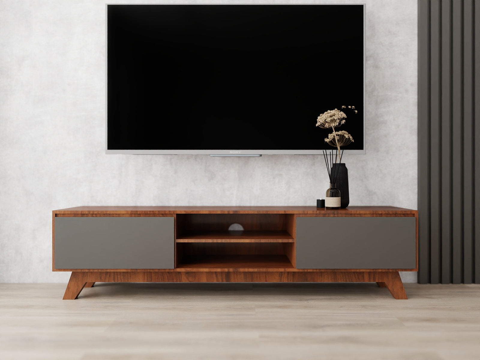 وحدة بوفيه AV - وحدة تلفزيون حديثة مع مساحة تخزين