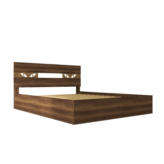 Salmacis Queen Bed – Solid Wood Walnut Finish