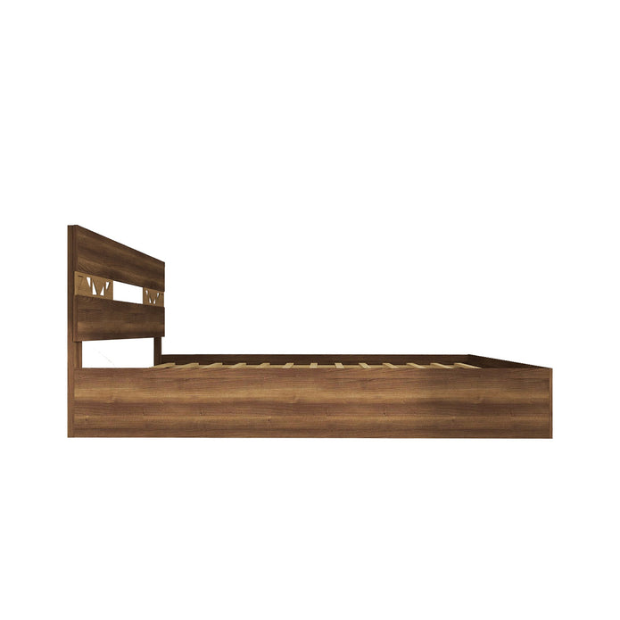Salmacis Queen Bed – Solid Wood Walnut Finish