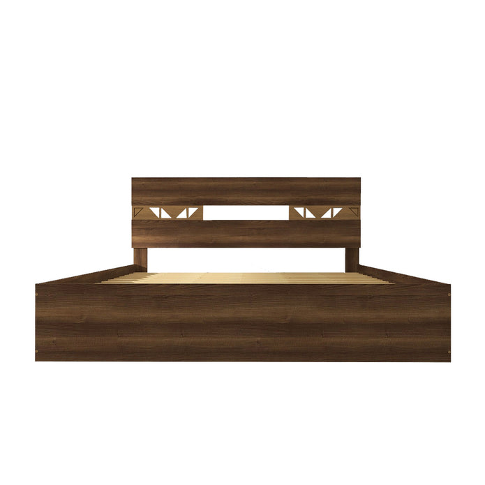 Salmacis Queen Bed – Solid Wood Walnut Finish