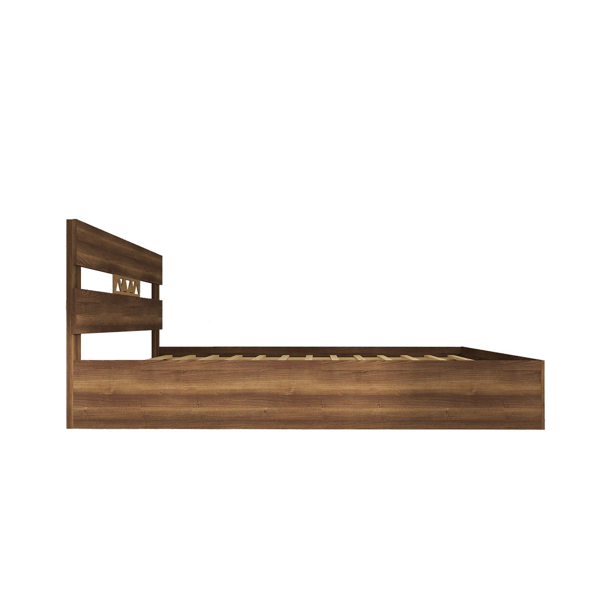 Hestia Queen Bed – Walnut Finish & Solid Wood Accents