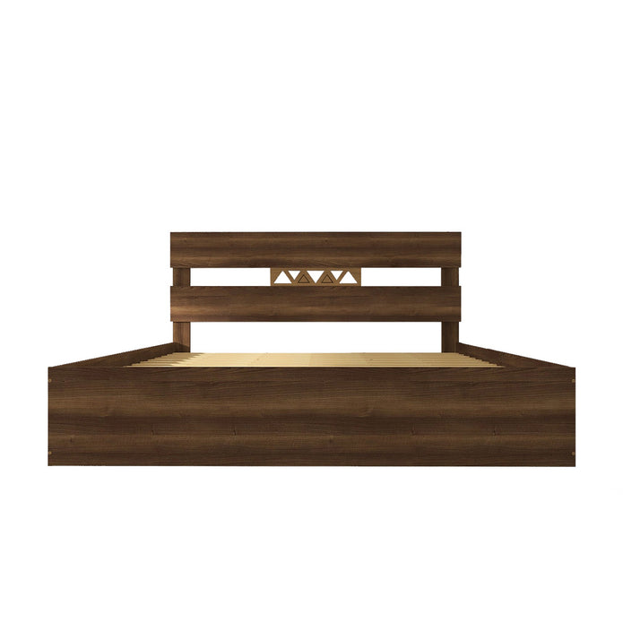 Hestia Queen Bed – Walnut Finish & Solid Wood Accents