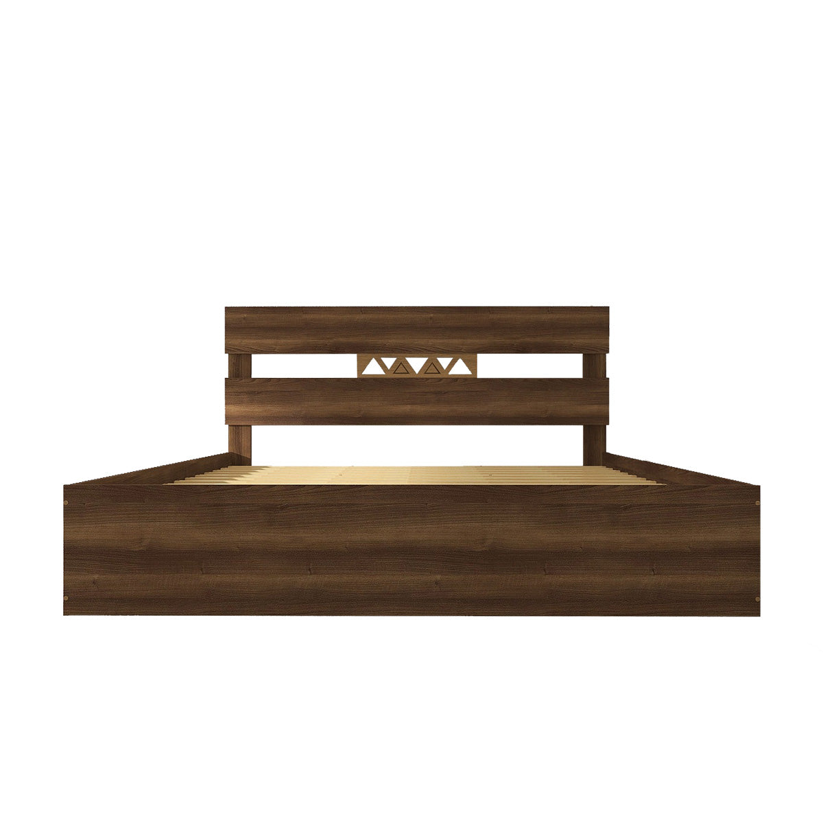 Hestia Queen Bed – Walnut Finish & Solid Wood Accents