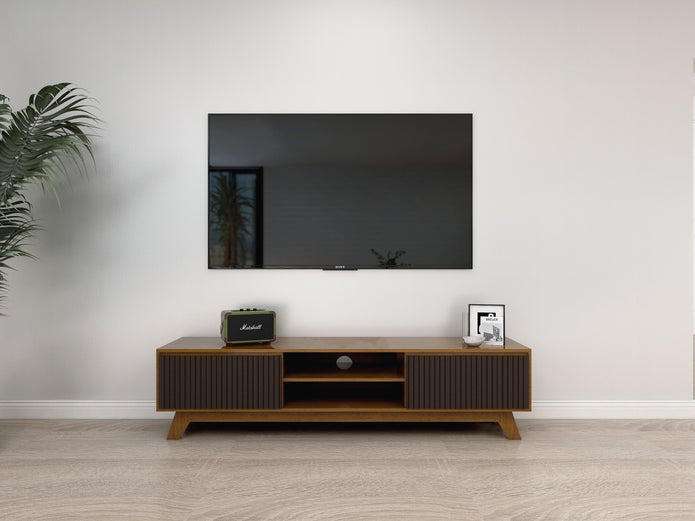 وحدة ستراتا AV (جوزي وأسود) - وحدة تحكم تلفزيون مع مساحة تخزين