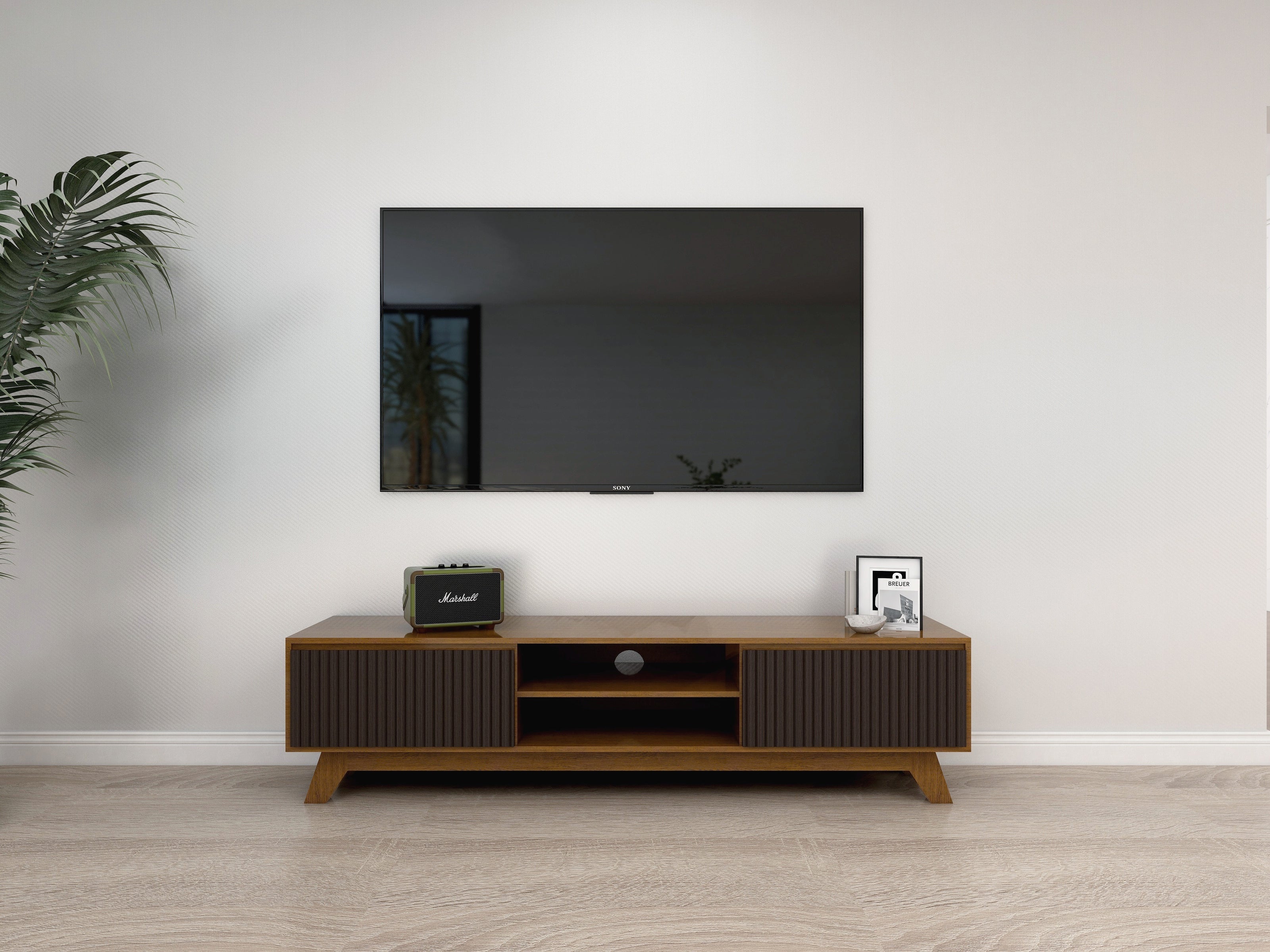 وحدة ستراتا AV (جوزي وأسود) - وحدة تحكم تلفزيون مع مساحة تخزين