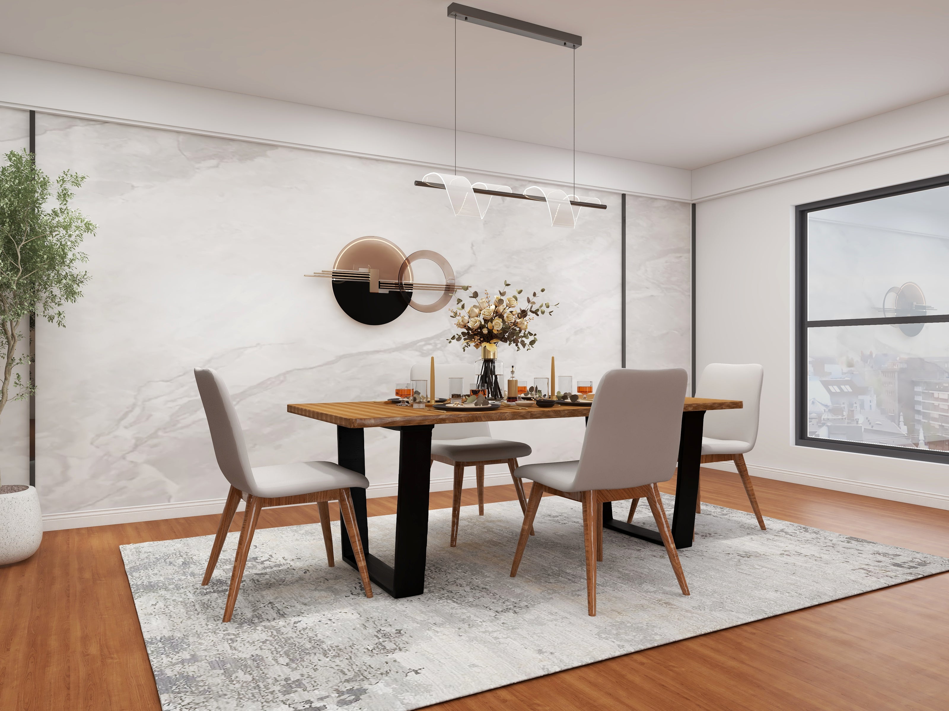 Marais Dining Table - Light Oak & Antique Oak Finishes