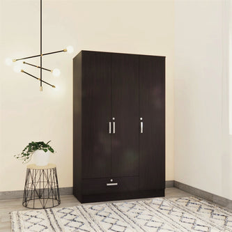 Wardrobe in room setting, 3 doors with bottom drawer