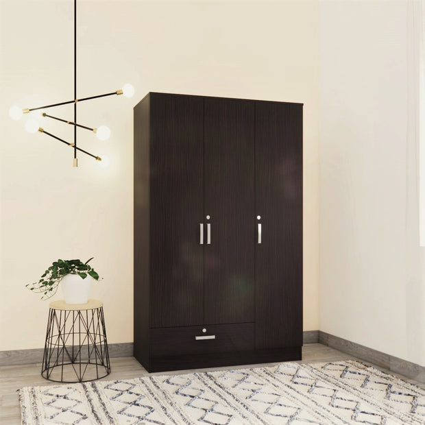 Wardrobe in room setting, 3 doors with bottom drawer