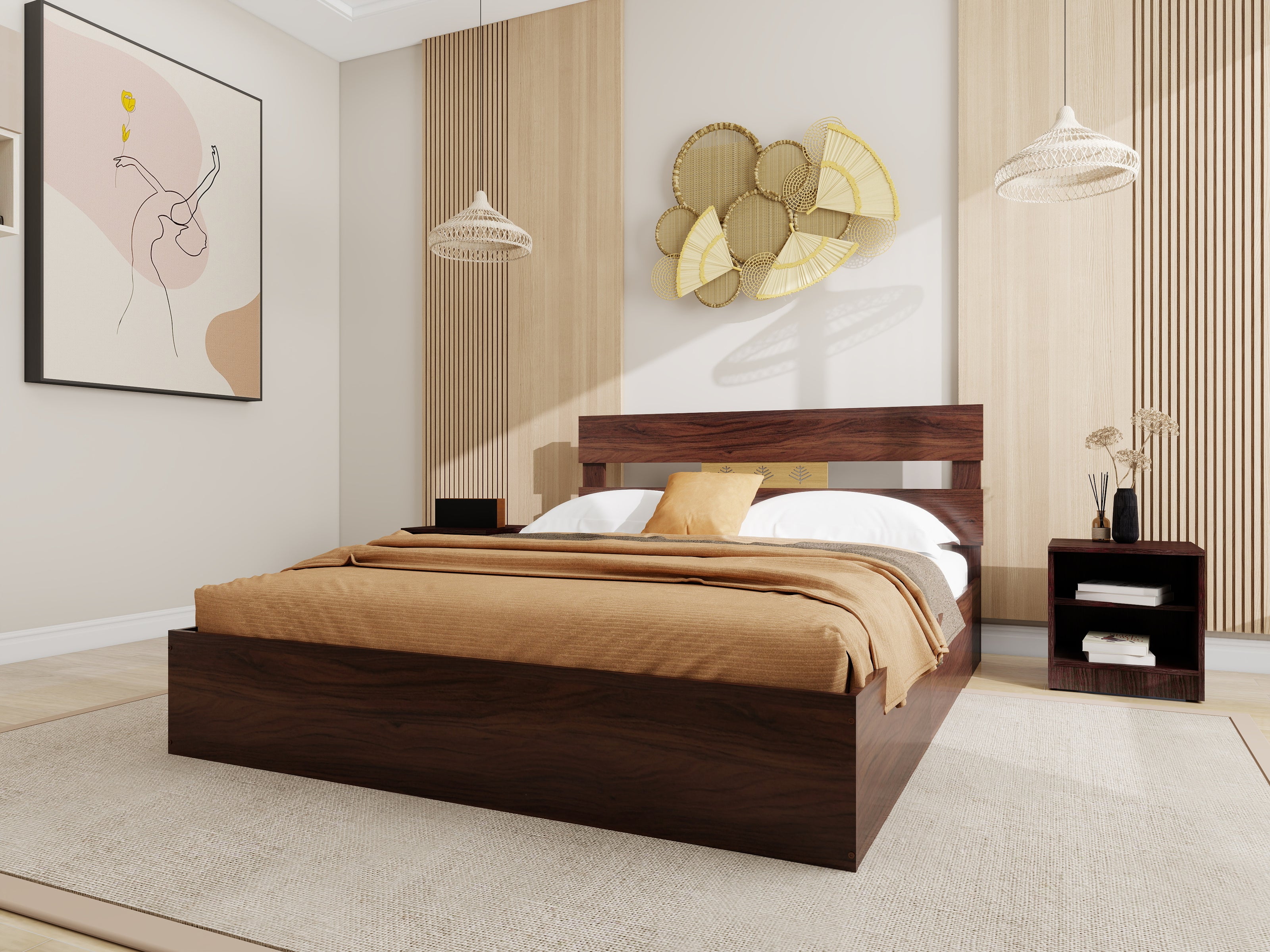 Yumako Harmony Bedroom Set – Queen Bed, Wardrobe & Bedside Table