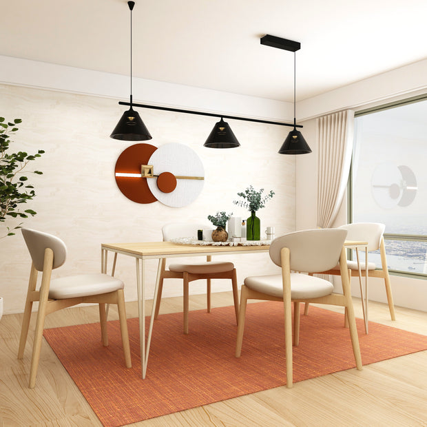 Aureate dining table (Light Oak) styled in modern dining room