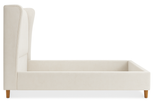 Serra Bed in Off White - Upholstered Wingback Headboard with Wooden Legs