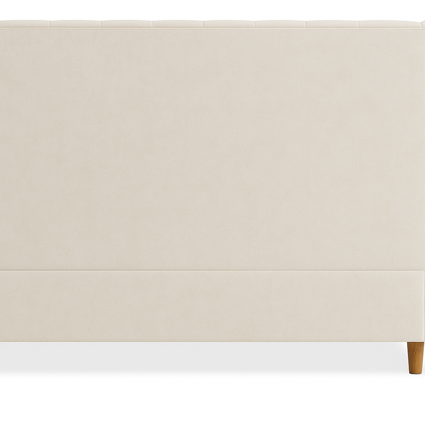 Serra Bed in Off White - Upholstered Wingback Headboard with Wooden Legs