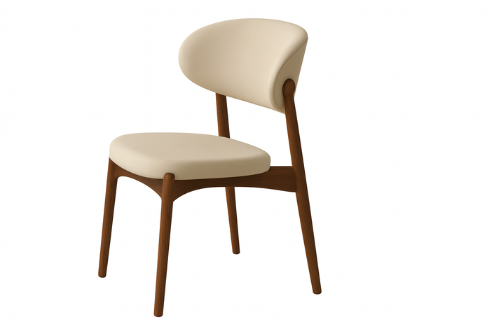 Lyra Dining Chair in Beige - Modern Wooden Accent Chair for Dining & Lounge
