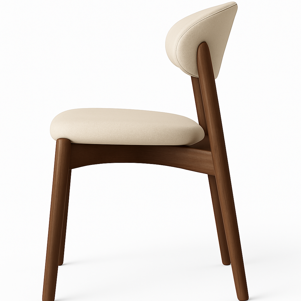 Lyra Dining Chair in Beige - Modern Wooden Accent Chair for Dining & Lounge