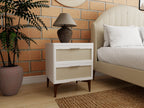 Clayridge white nightstand with two drawers and wooden tapered legs