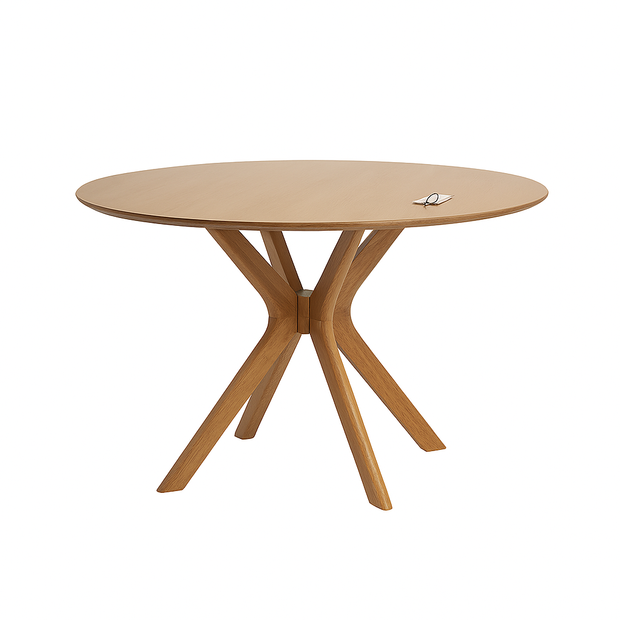 Hearthbeam dining table in Light Oak — front view