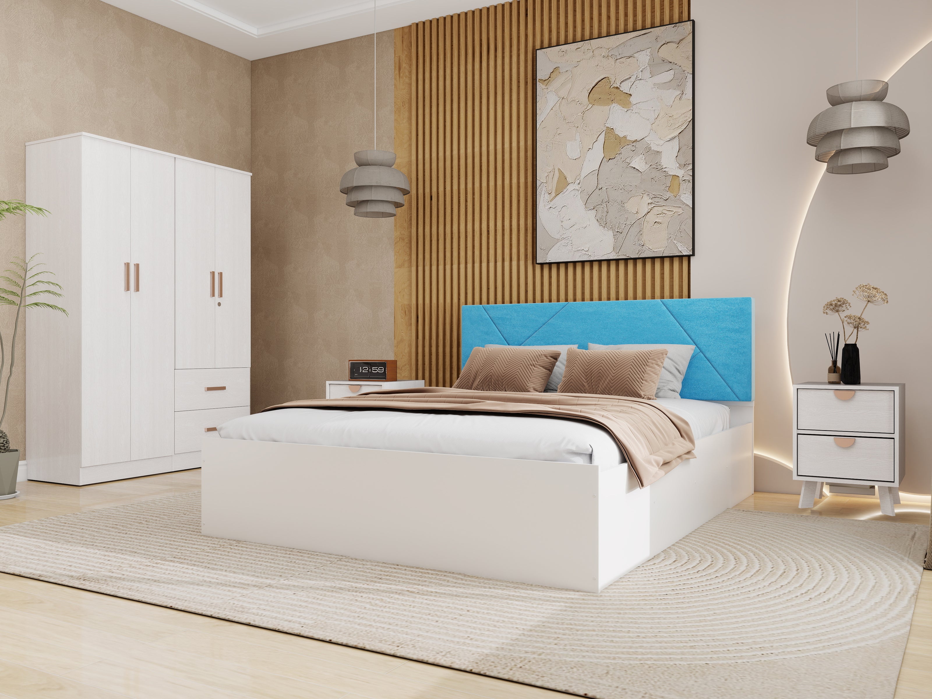 Kosha Queen Bedroom Set White & Silver Oak – DF2H