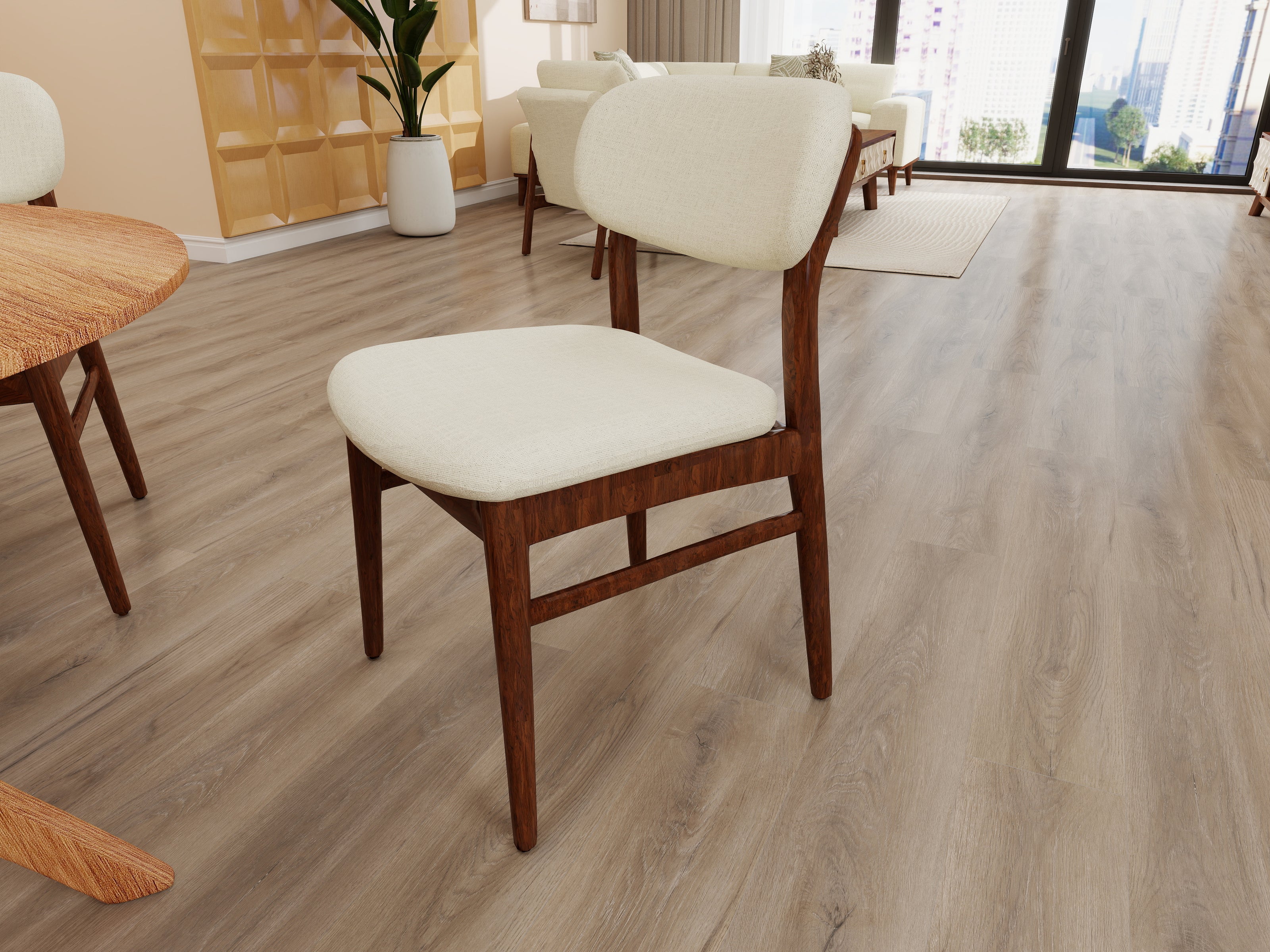 LoomRest Beige chair with Dark Cappuccino fixture in modern dining room