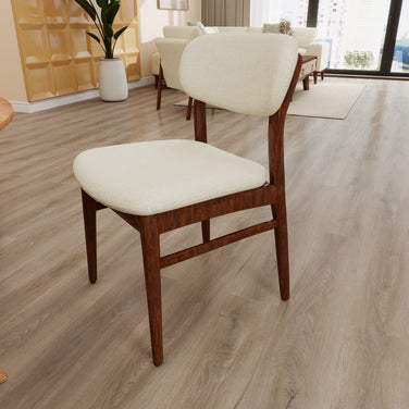 LoomRest Beige chair with Dark Cappuccino fixture in modern dining room
