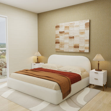 King size Marais bed (Off-White) styled in bedroom