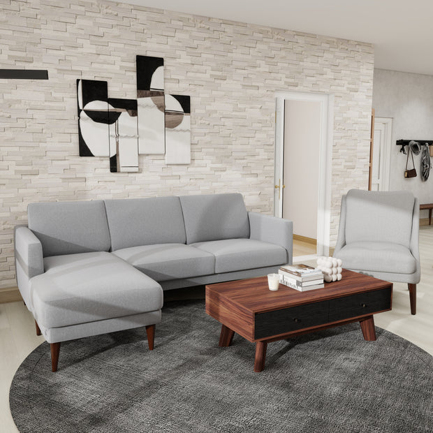 Three-seater sofa and coffee table — Mellow Edges living set