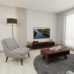 AV/TV unit with walnut wood-grain finish — Mellow Edges