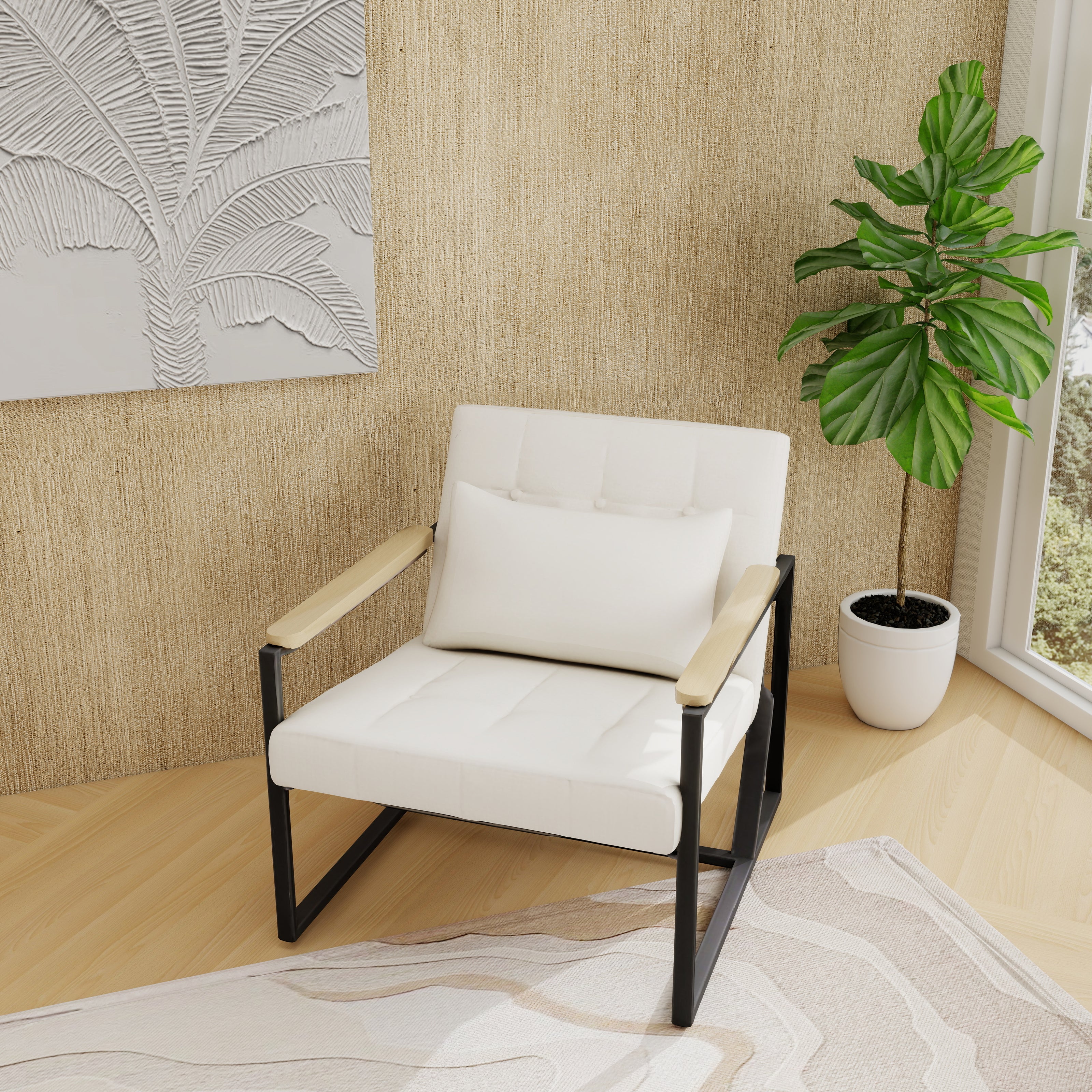Miro armchair (Beige) styled in modern living room