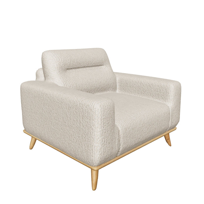 The Haven Chair in Beige - Plush Armchair with Modern Wooden Base