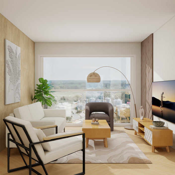 Three-seater sofa with coffee table — Sculpted Allure living set