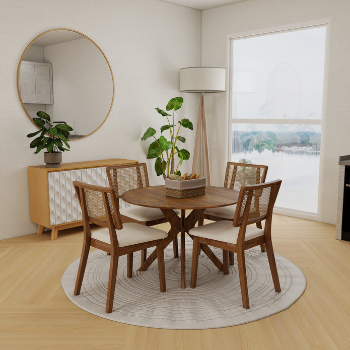 Dining table with four upholstered chairs — Sculpted Allure dining set