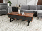 Strata coffee table in walnut and black solid wood — front view