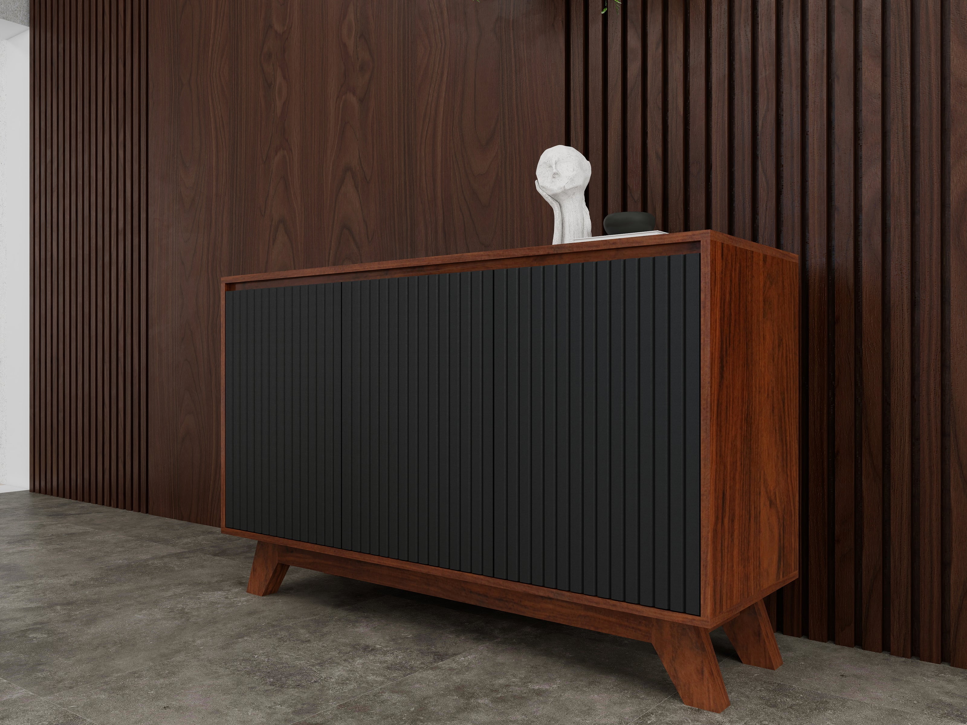 Modern walnut black sideboard cabinet for dining room