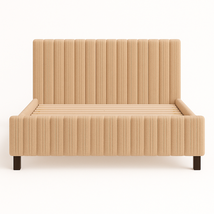 Terra upholstered bed in Honey Ash — King front view