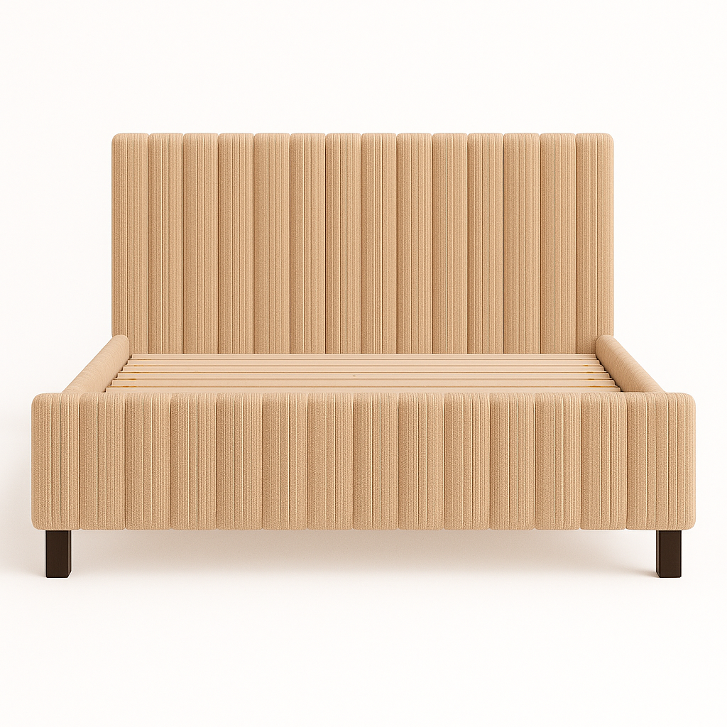 Terra upholstered bed in Honey Ash — King front view