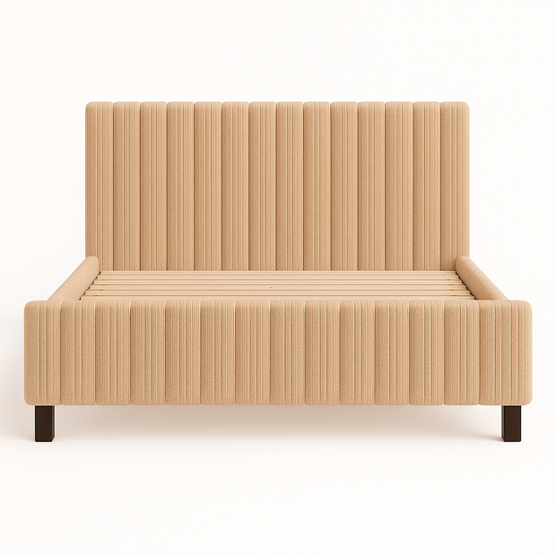 Terra upholstered bed in Honey Ash — King front view