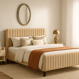 Terra Lume 9-piece home furniture combo — honey ash & dull brown (hero shot)