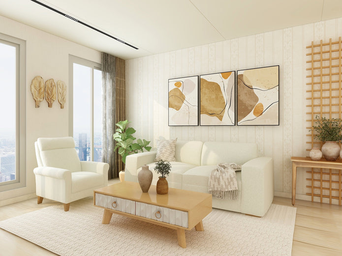 Three-seater sofa with coffee table — Whispering Cloud living set